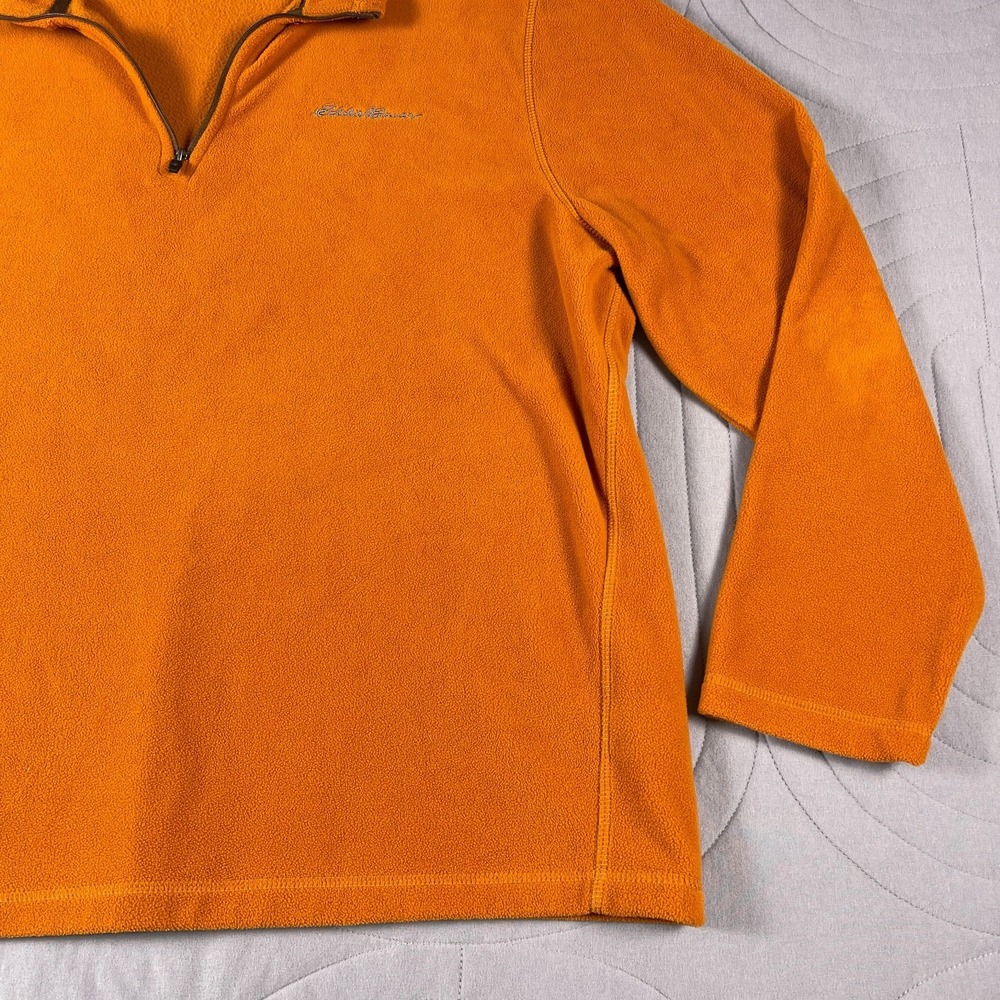 Eddie Bauer Fleece Pullover Mens XL Orange 1/4 Zip Lightweight Outdoor - Picture 5 of 12